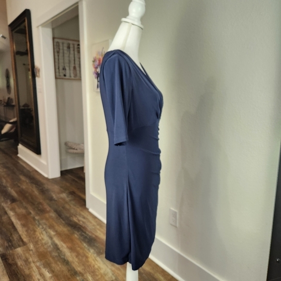 LAUREN Ralph Lauren Stretch Washable Faux Wrap Dress Size 8 - Picture 3 of 7